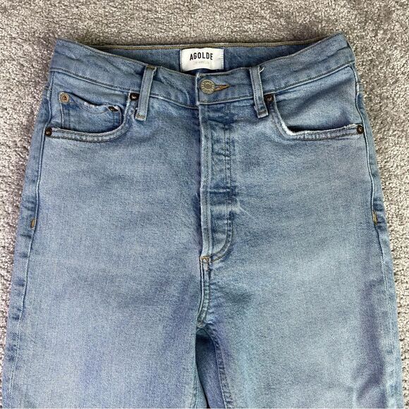 Agolde Nico High Rise Slim Jean in Cliffside Women’s 26 Blue Skinny Button Fly - Picture 2 of 13